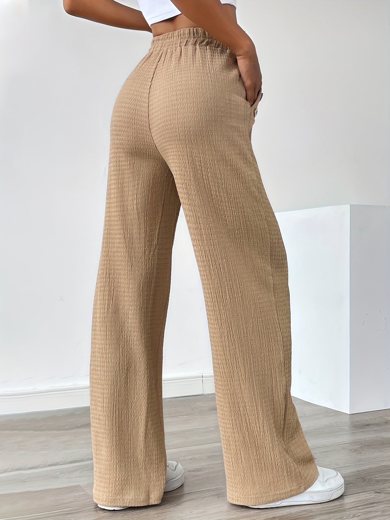 Dames Zomerbroek – Hoge Taille, Rechte Pijpen & Steekzakken