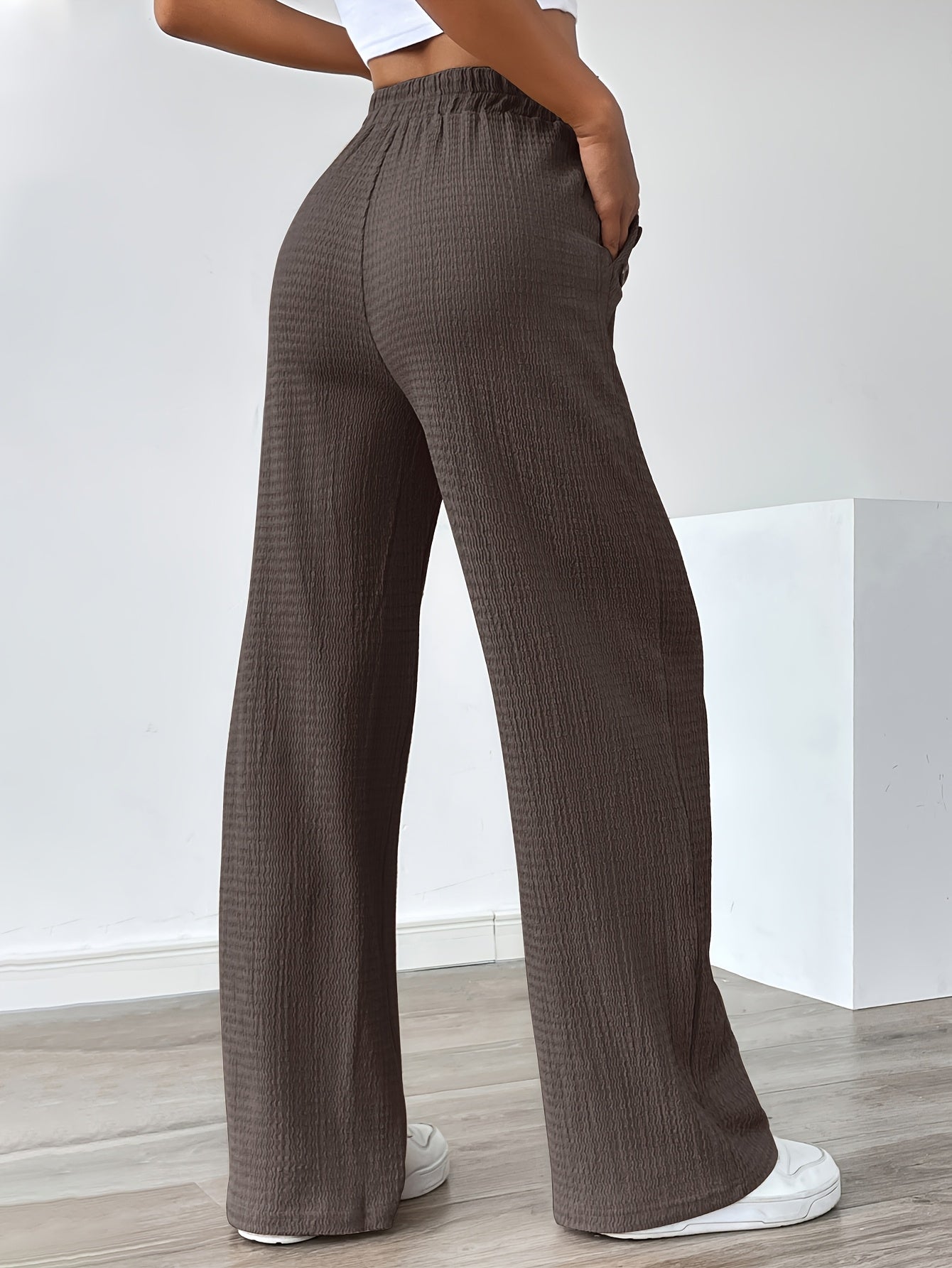 Dames Zomerbroek – Hoge Taille, Rechte Pijpen & Steekzakken