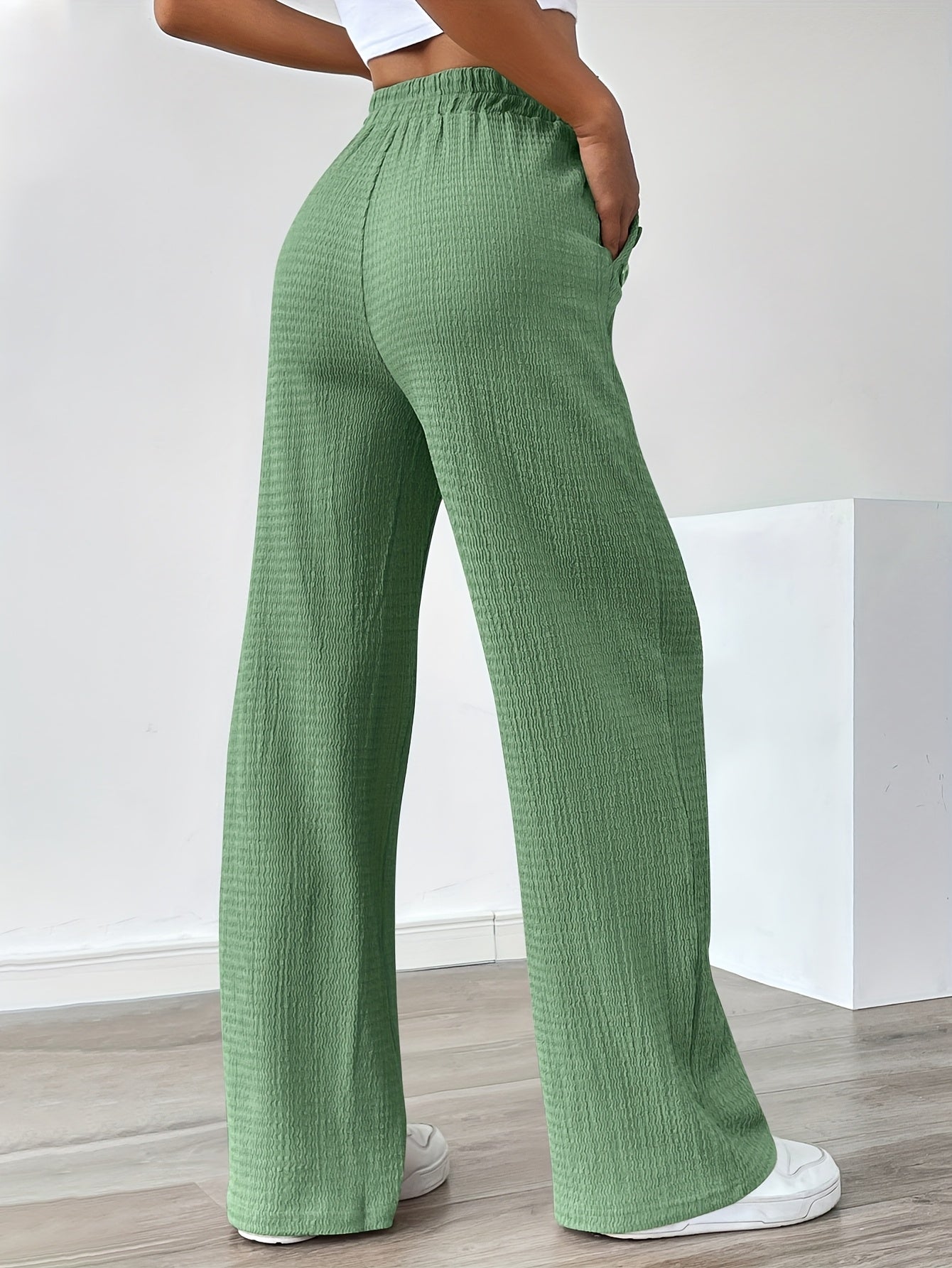 Dames Zomerbroek – Hoge Taille, Rechte Pijpen & Steekzakken