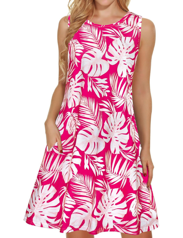 Dames Zomerjurk - Mouwloze Bloemenjurk - Losse Pasvorm met Zak